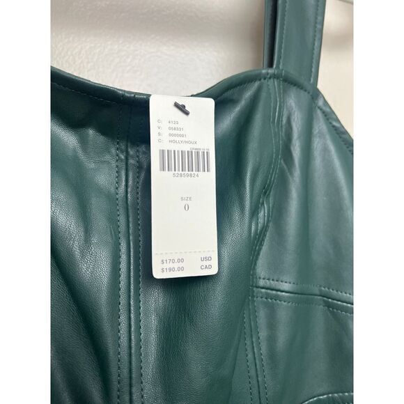 Anthropologie Samira Green Vegan Leather Jumpsuit NWT Sz. 0 - Picture 5 of 8